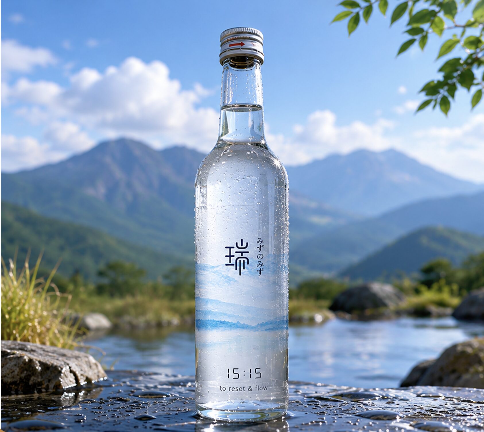 時間を選ぶ水、”みずのみず”より、ブランド初の天然炭酸水”15:15 to